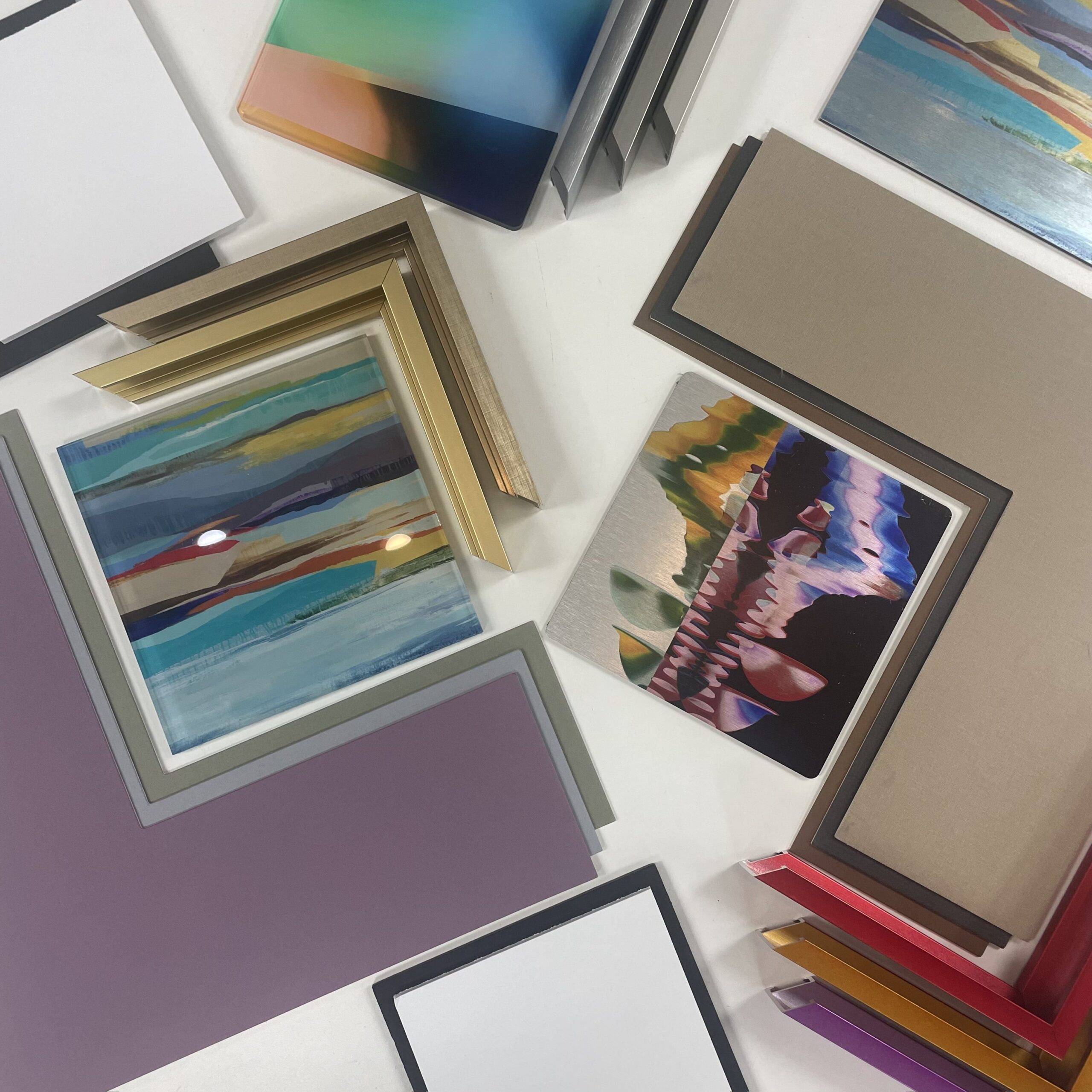 Mats art material foam-core and frames all displayed to show besting suited options